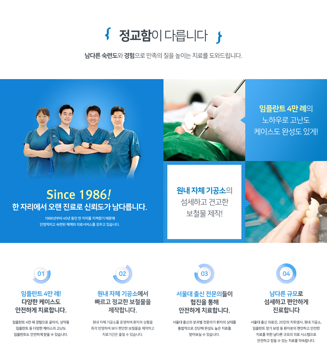 Групповое фото четырёх врачей Gangbuk Baeksang Dental Clinic